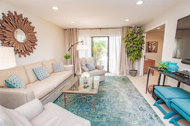 living room featuring light hardwood / wood-style floors