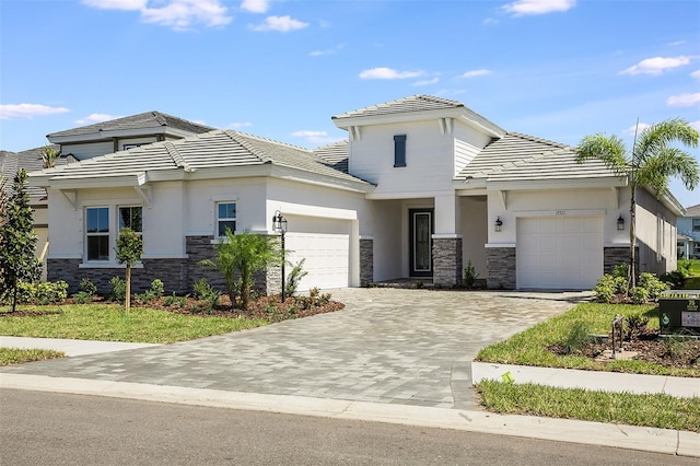 view of front of house with a garage