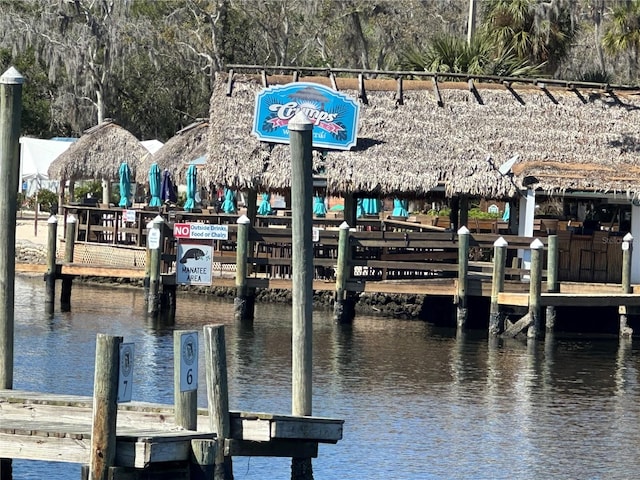 dock area featuring a water view