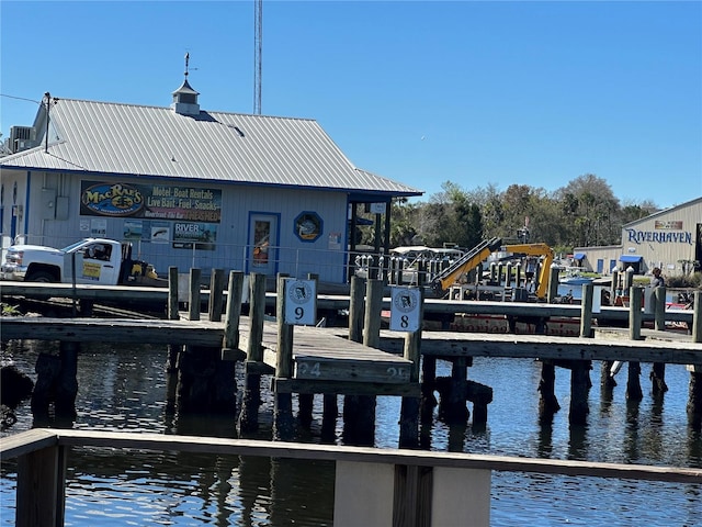 view of dock featuring a water view