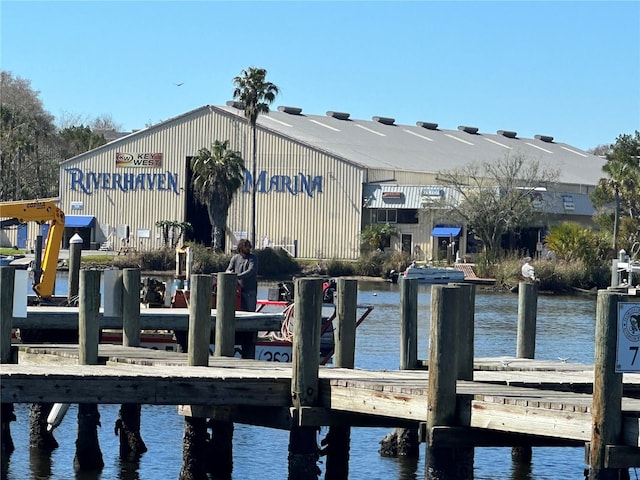 dock area featuring a water view