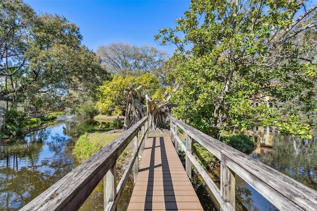 view of dock featuring a water view