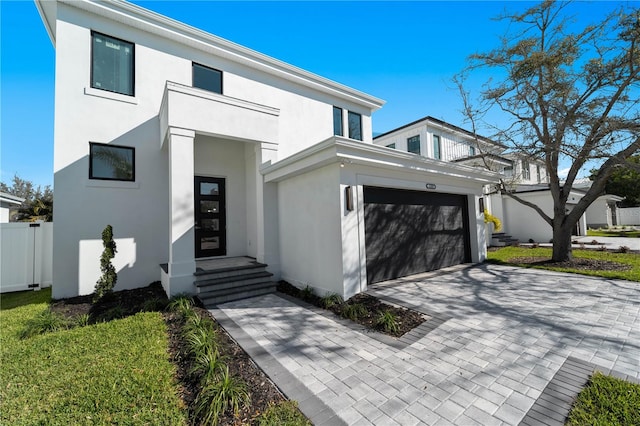 contemporary house featuring a garage