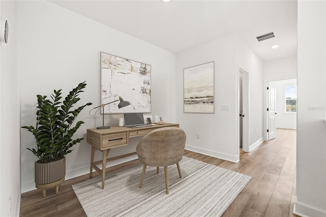 office featuring light wood-type flooring