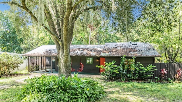 view of front of home with a patio