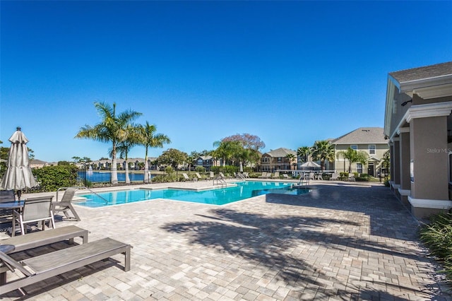 view of pool featuring a patio area