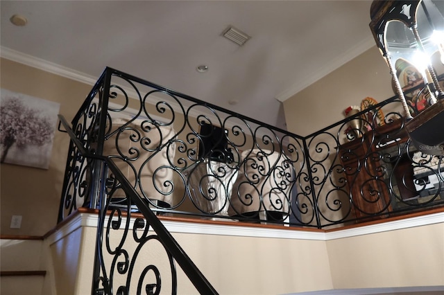 staircase with ornamental molding