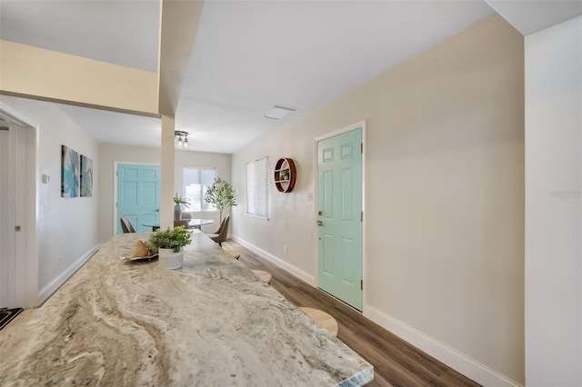 foyer entrance with dark hardwood / wood-style floors