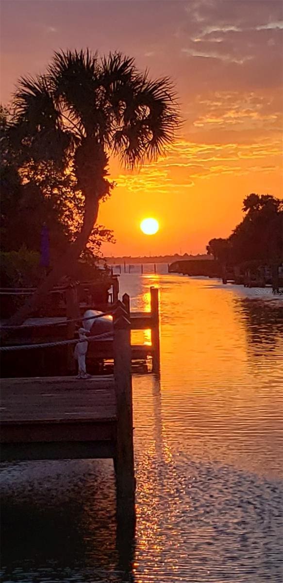 view of dock featuring a water view