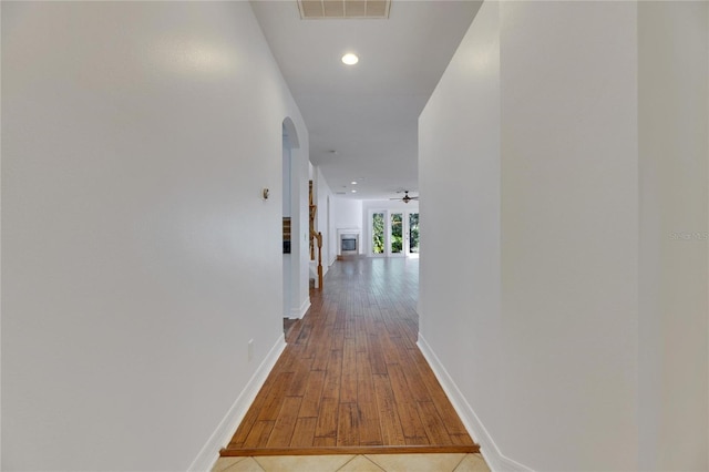 hall featuring light wood-type flooring