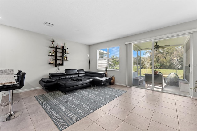 view of tiled living room