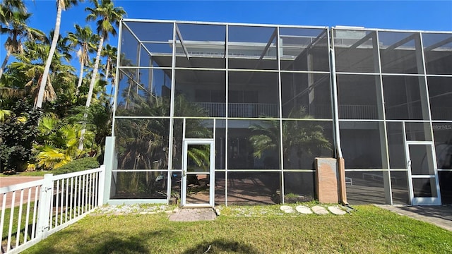 exterior space with glass enclosure