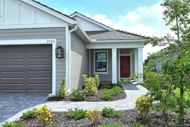 entrance to property with a garage