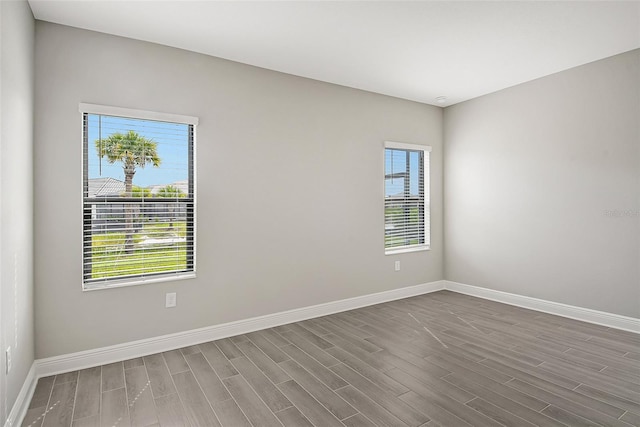 spare room featuring wood-type flooring