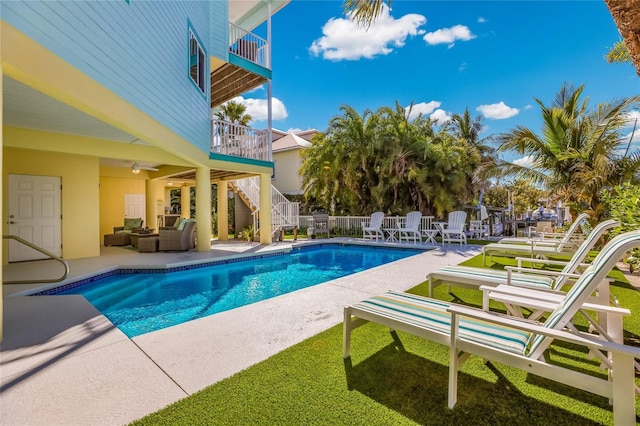 view of pool with an outdoor hangout area and a patio area