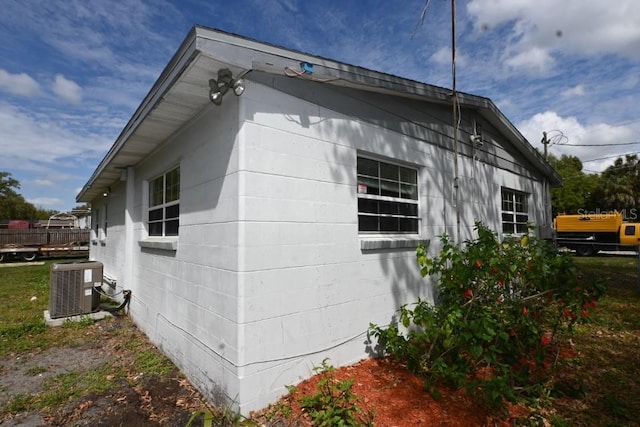 view of property exterior featuring central air condition unit