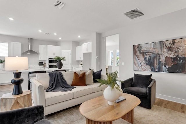 living room featuring light hardwood / wood-style flooring