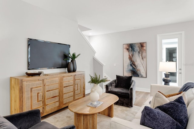 living room with light wood-type flooring