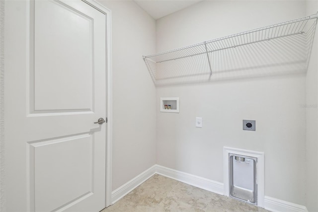 laundry area featuring electric dryer hookup and washer hookup