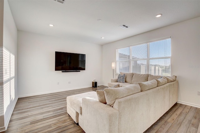 living room featuring light hardwood / wood-style flooring