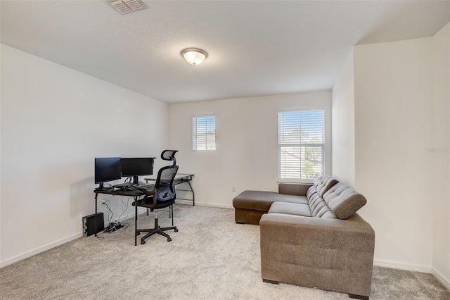 view of carpeted home office