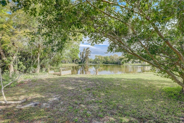 view of yard featuring a water view