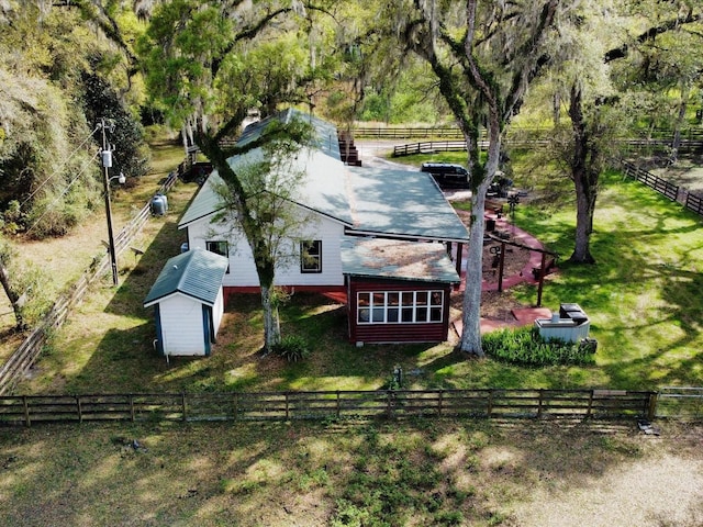 drone / aerial view with a rural view