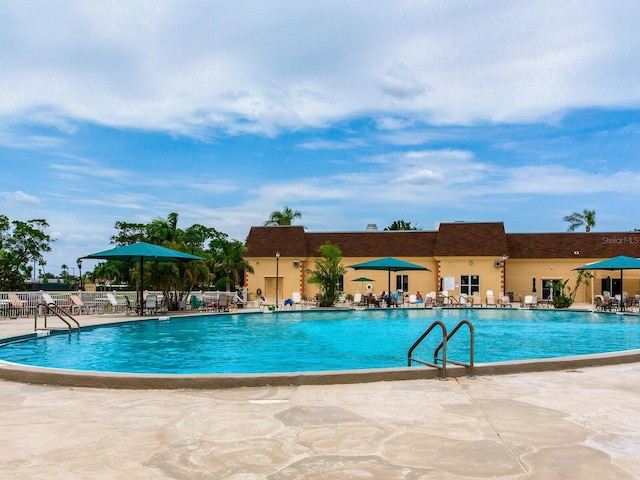 view of pool featuring a patio