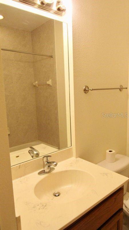 bathroom with toilet and vanity