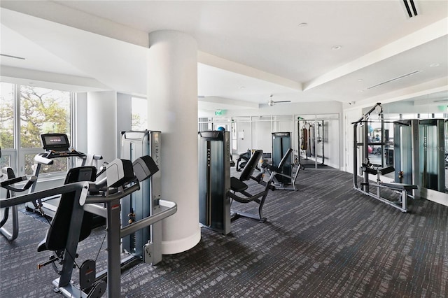 workout area featuring carpet