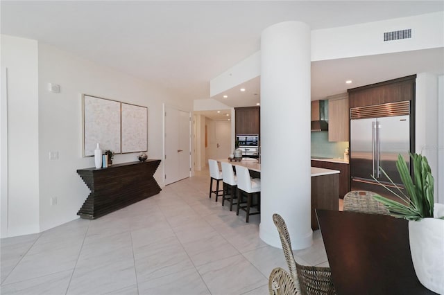 view of tiled dining room