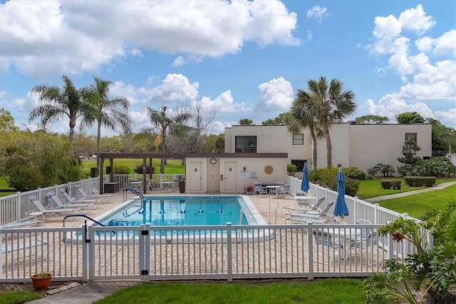 view of pool featuring a patio area