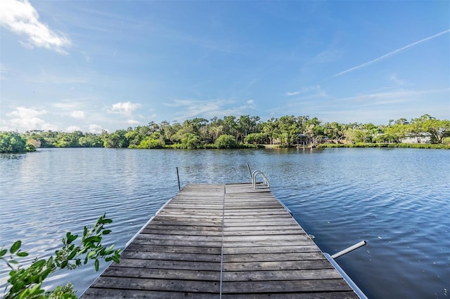 view of dock featuring a water view