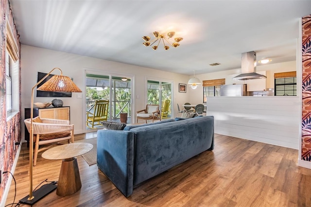 living room with wood-type flooring