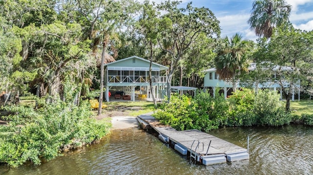 dock area featuring a water view