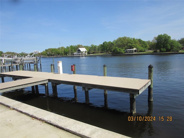 view of dock featuring a water view