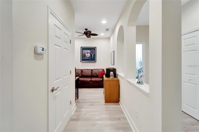 hall featuring light wood-type flooring