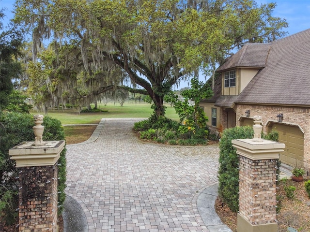 exterior space featuring a garage