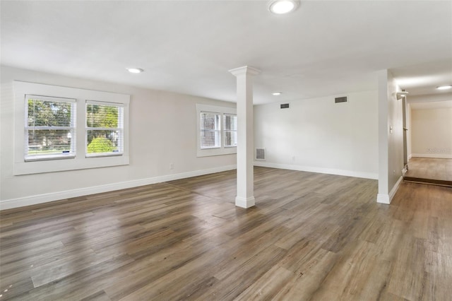 basement featuring hardwood / wood-style flooring