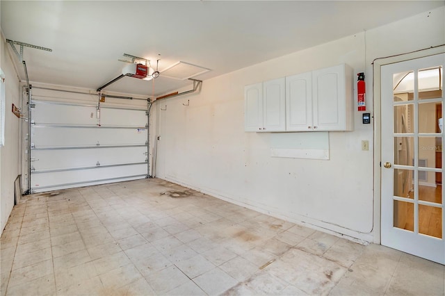 garage with a garage door opener