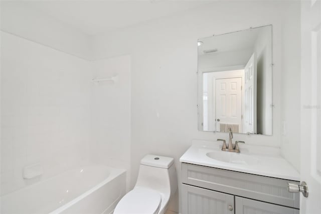 full bathroom with vanity, toilet, and shower / tub combination