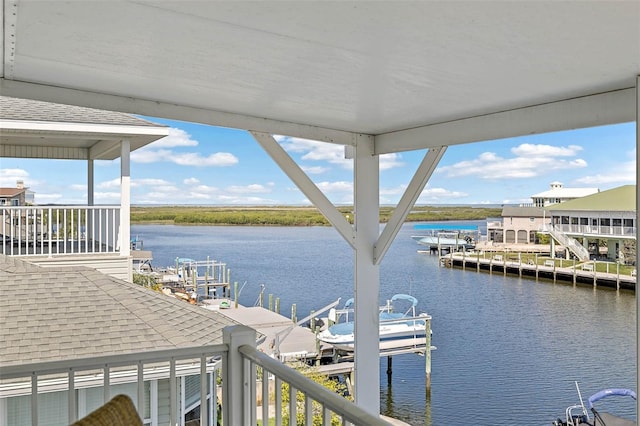 view of dock featuring a water view