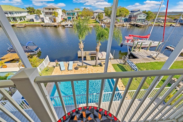 exterior space featuring a water view