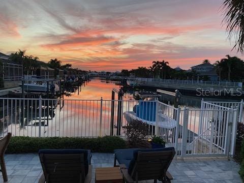 dock area featuring a water view