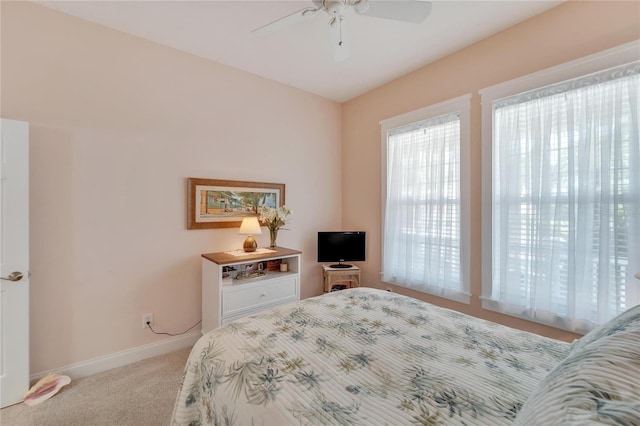 bedroom with carpet floors and ceiling fan