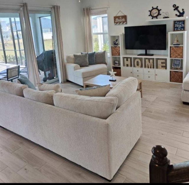 living room featuring light hardwood / wood-style flooring