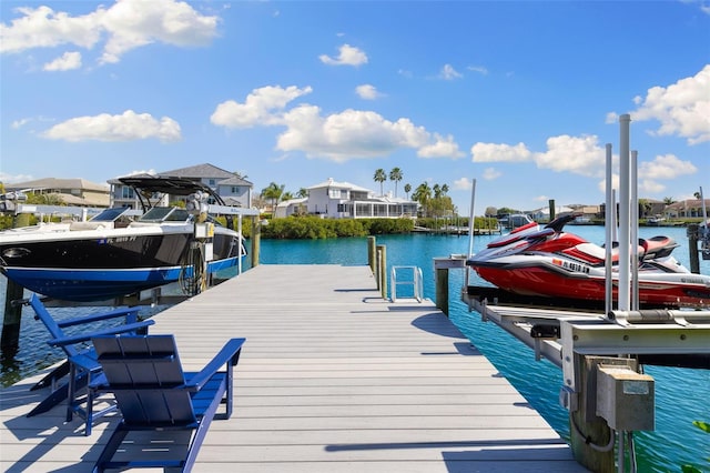 view of dock featuring a water view