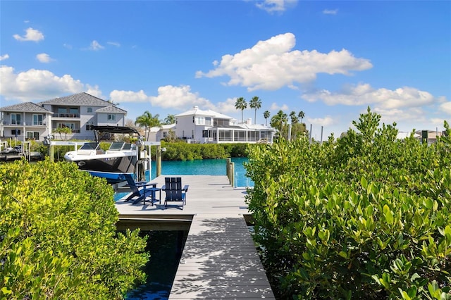 dock area featuring a water view