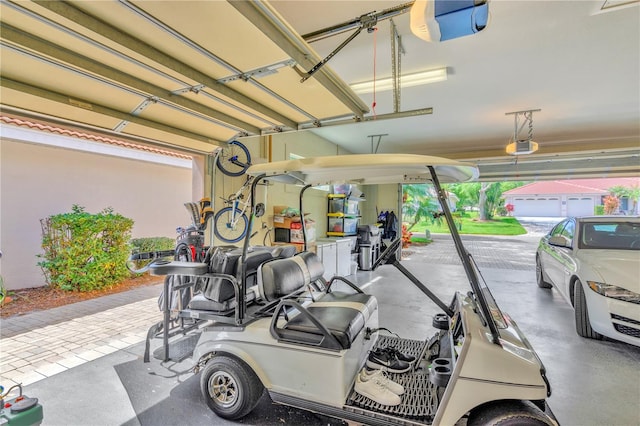 garage with a garage door opener