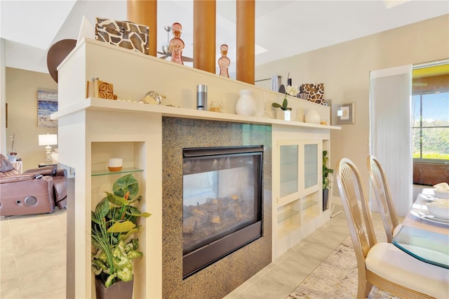 living room with light tile floors